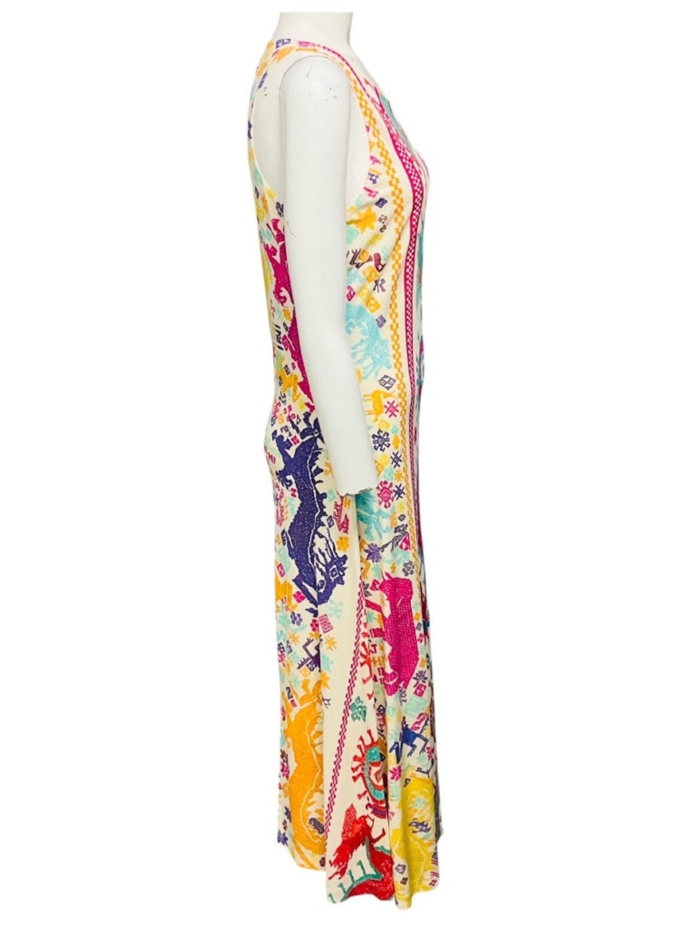 ETRO IVORY MULTI PRINTED SLEEVELESS JERSEY MIDI DRESS - Picture 2 of 5